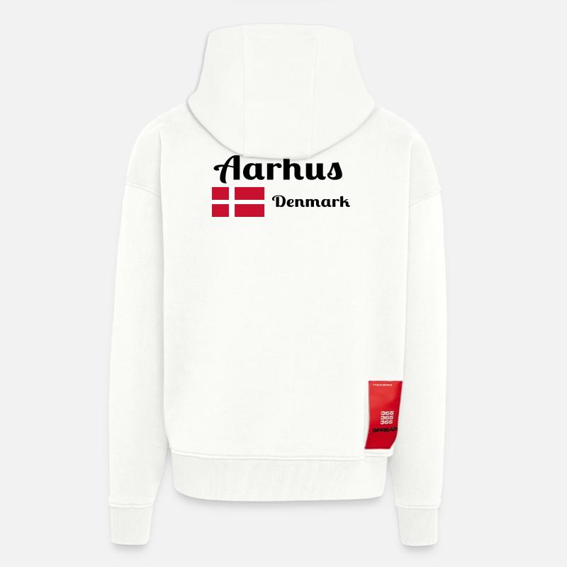 Aarhus, Danemark - Imprimés élégants - Veste à capuche bio épaisse oversize fabriqué en UE - OFF WHITE