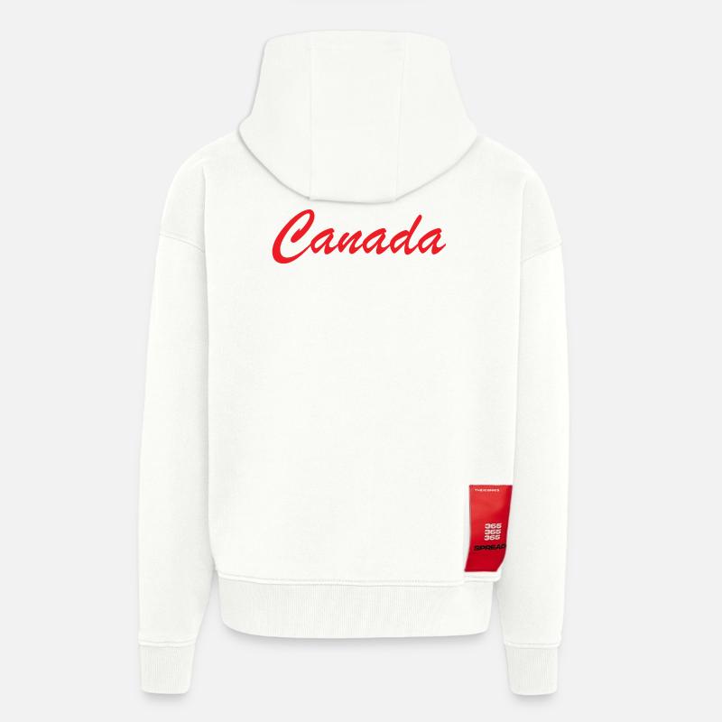 Canada Script Lettering Red - Zip Hoodie - made by SPREAD - OFF WHITE
