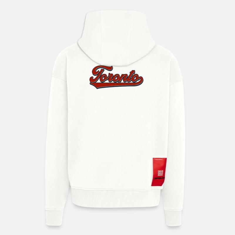 Script rétro de Toronto - Veste à capuche bio épaisse oversize fabriqué en UE - OFF WHITE