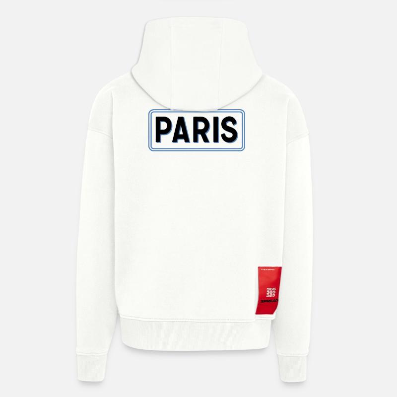 Paris in linearblauer Silhouette - Zip Hoodie - made by SPREAD - OFF WHITE