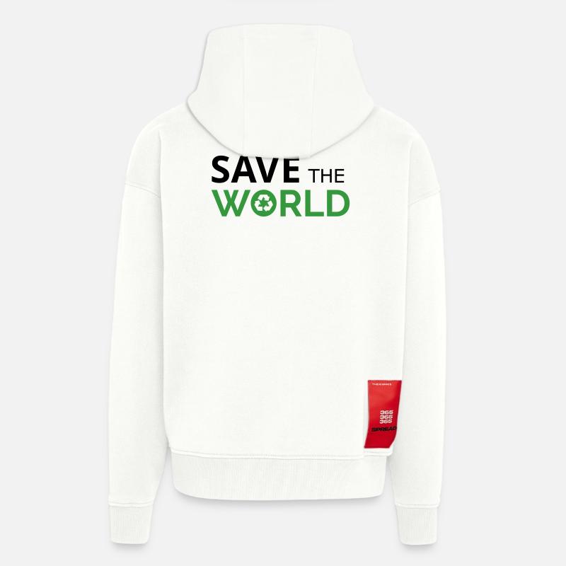 Save the world - Zip Hoodie - made by SPREAD - OFF WHITE