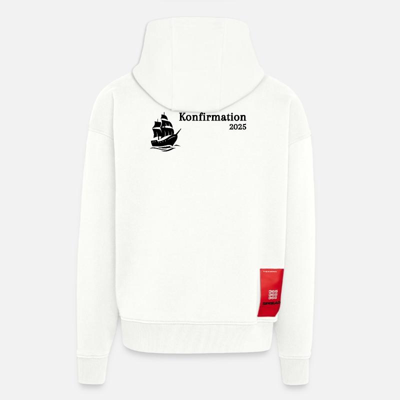 Konfirmation 2025 Schiff segelt heran - Zip Hoodie - made by SPREAD - OFF WHITE