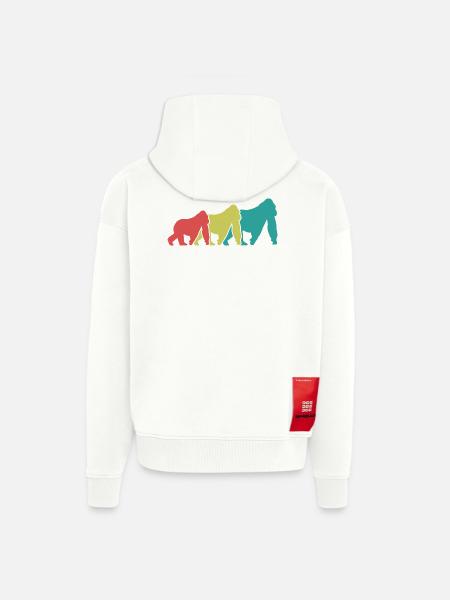Three Monkeys Silhouettes Retro - Zip Hoodie - made by SPREAD - OFF WHITE