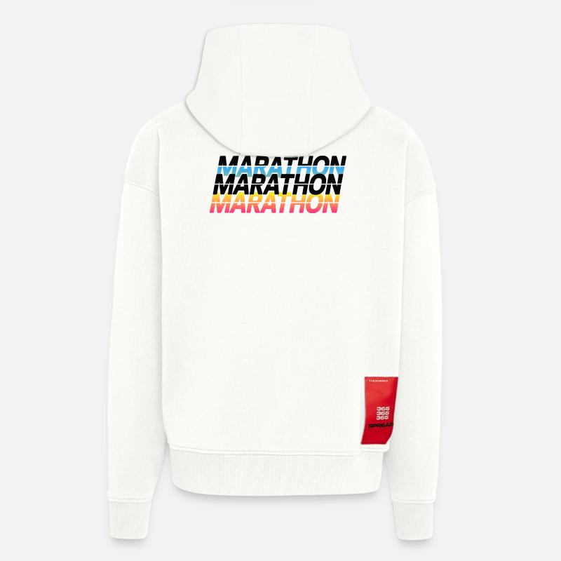 Typographie du gradient marathon - Veste à capuche bio épaisse oversize fabriqué en UE - OFF WHITE