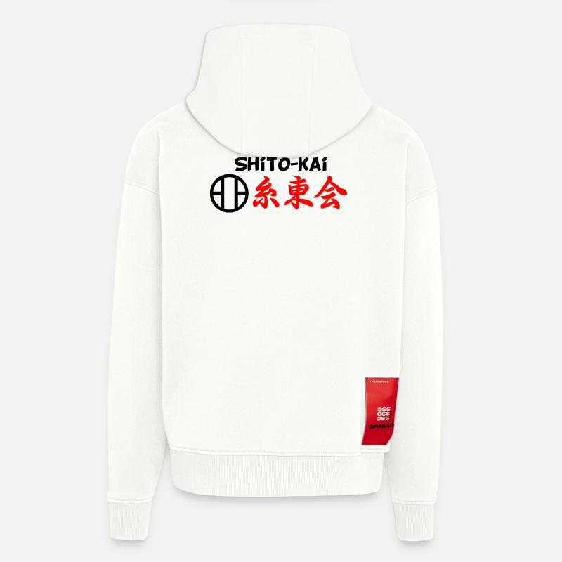 Emblème du karaté Shito kai SHITO-KAI - Veste à capuche bio épaisse oversize fabriqué en UE - OFF WHITE