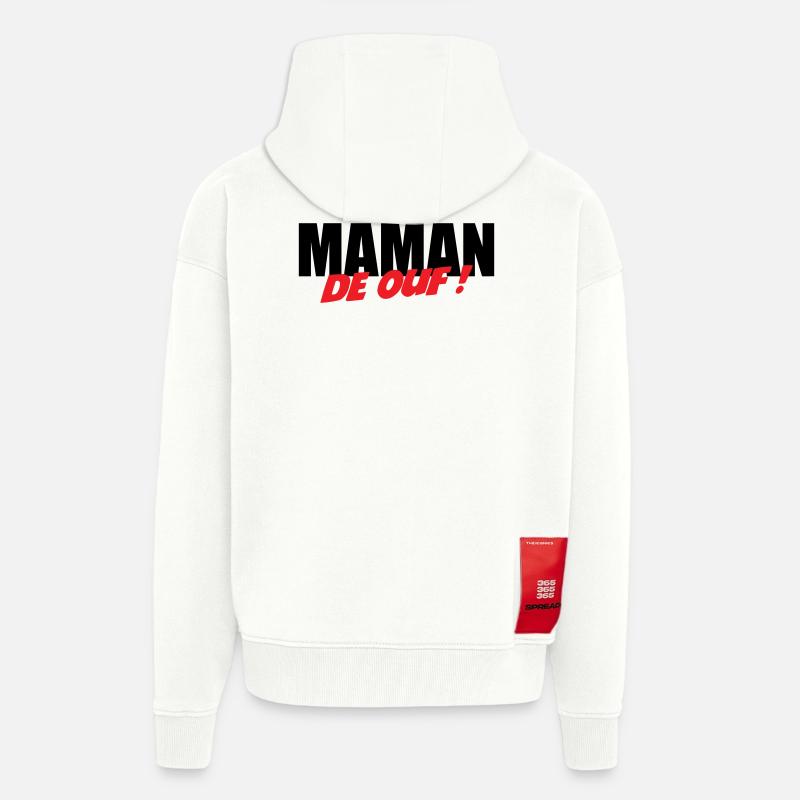 Maman de ouf ! - Veste à capuche bio épaisse oversize fabriqué en UE - OFF WHITE