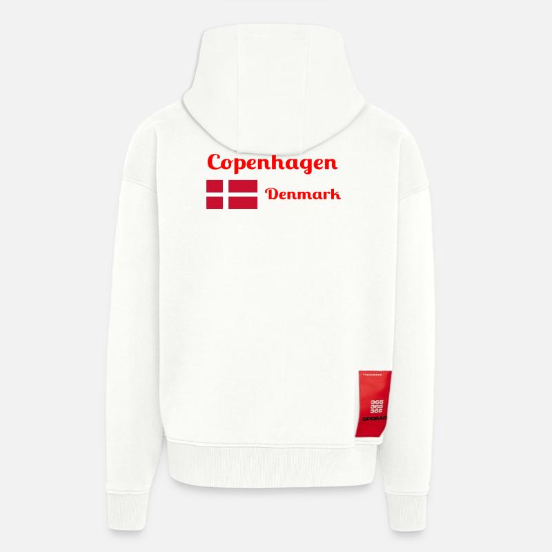 Copenhague, Danemark - Imprimés élégants - Veste à capuche bio épaisse oversize fabriqué en UE - OFF WHITE
