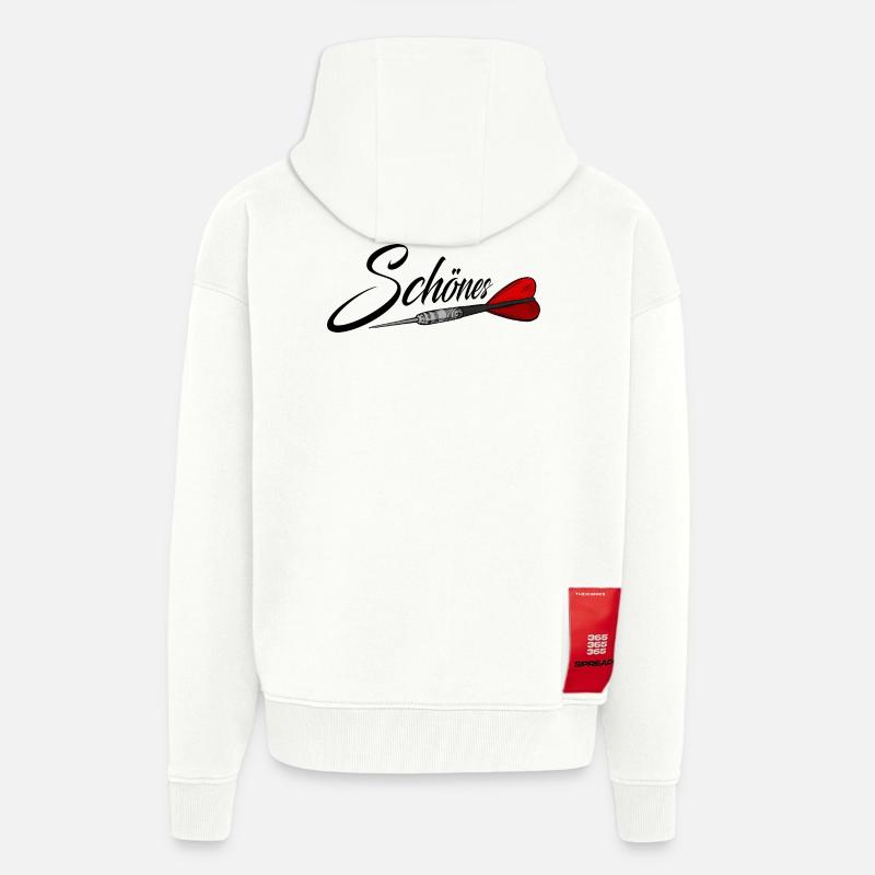 Magnifique avec des fléchettes, fléchettes, fléchettes - Veste à capuche bio épaisse oversize fabriqué en UE - OFF WHITE