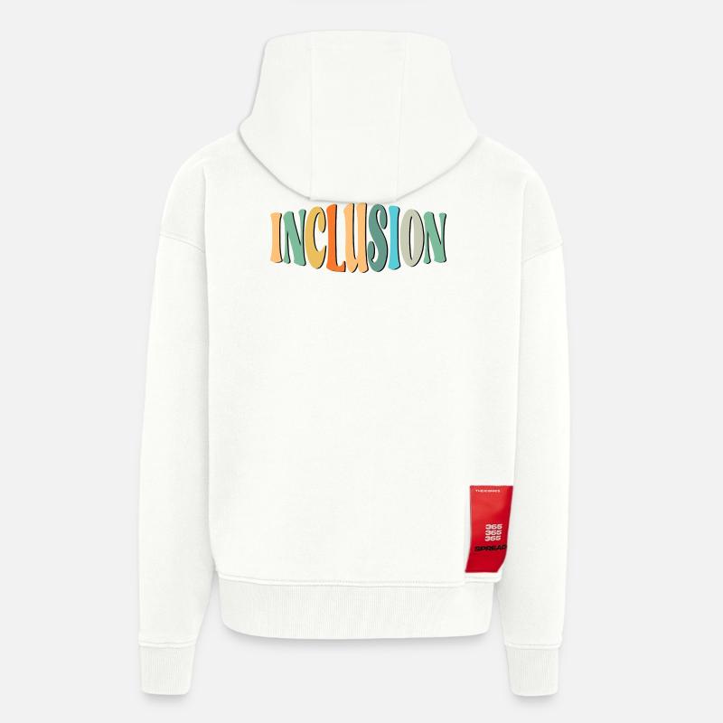 LETTRAGE D’INCLUSION - DIVERSITÉ - ÉGALITÉ - Veste à capuche bio épaisse oversize fabriqué en UE - OFF WHITE
