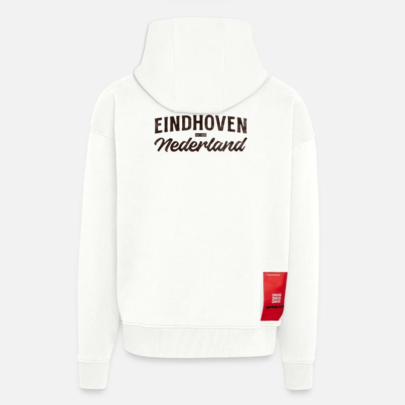 Eindhoven Nederland Script Logo - Veste à capuche bio épaisse oversize fabriqué en UE - OFF WHITE