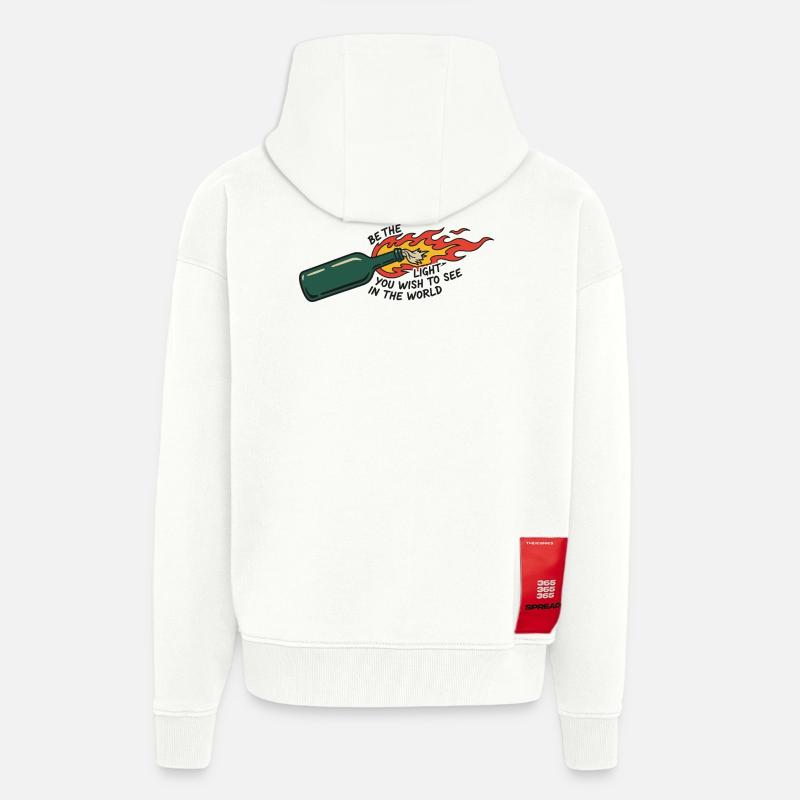 Flammende Flasche sei das Licht - Zip Hoodie - made by SPREAD - OFF WHITE