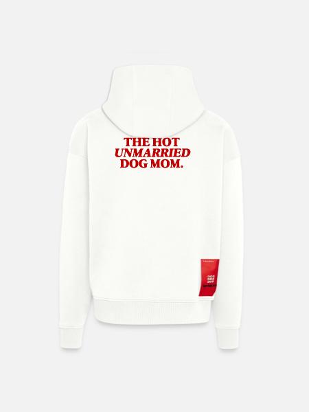 Cadeau drôle de la maman de hot-dog non mariée - Veste à capuche bio épaisse oversize fabriqué en UE - OFF WHITE