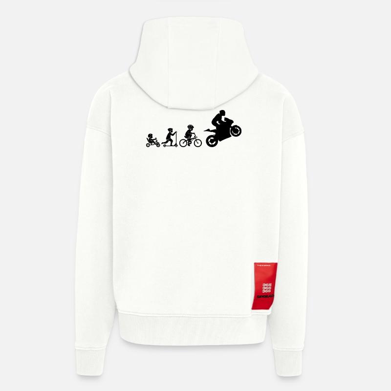 MOTORCYCLE EVOLUTION - Zip Hoodie - made by SPREAD - OFF WHITE