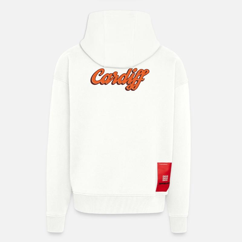Cardiff Pays de Galles - Veste à capuche bio épaisse oversize fabriqué en UE - OFF WHITE