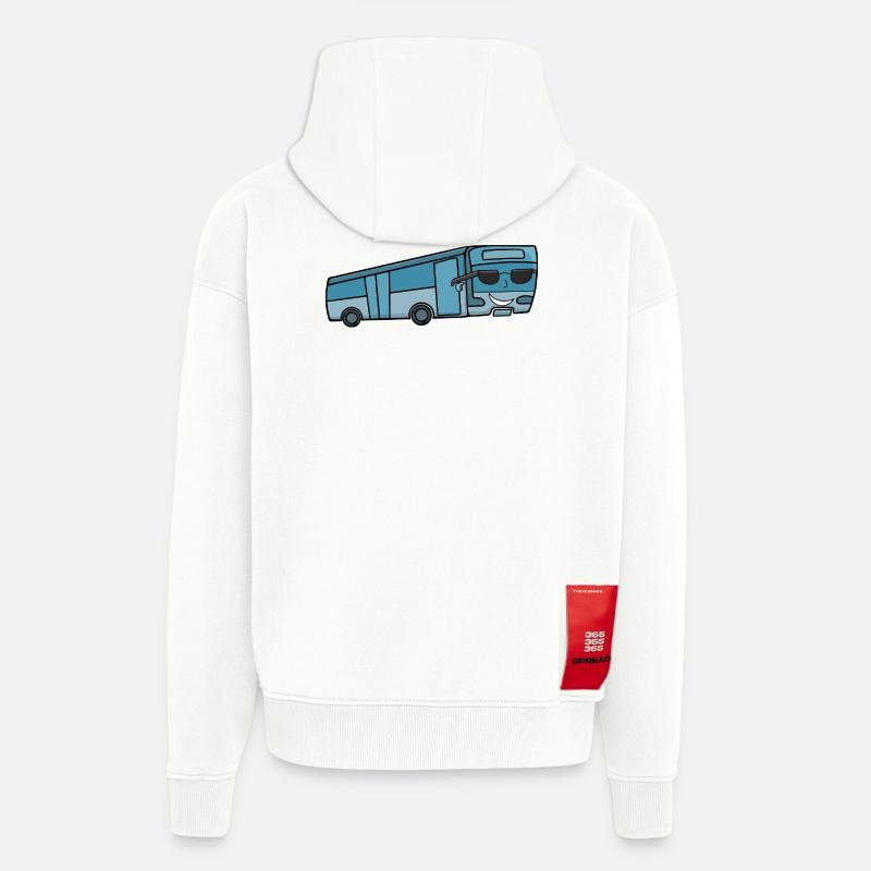 Bus avec lunettes de soleil - Veste à capuche bio épaisse oversize fabriqué en UE - OFF WHITE