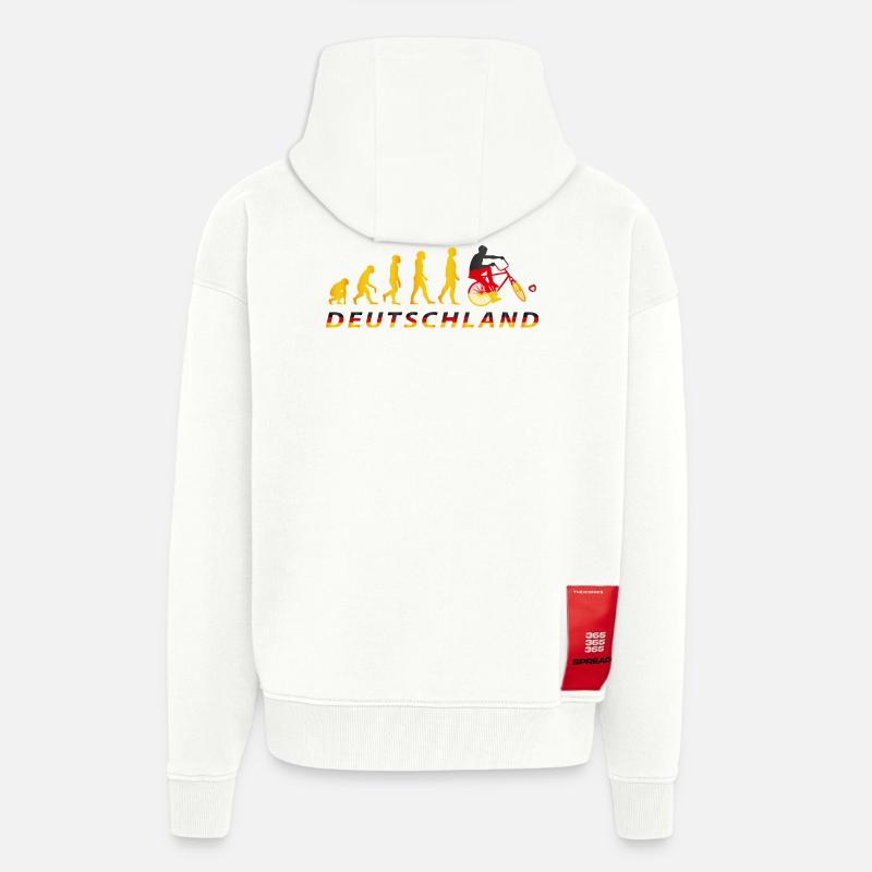 Cyclisme, Cyclball, Cyclisme en salle, Évolution - Veste à capuche bio épaisse oversize fabriqué en UE - OFF WHITE