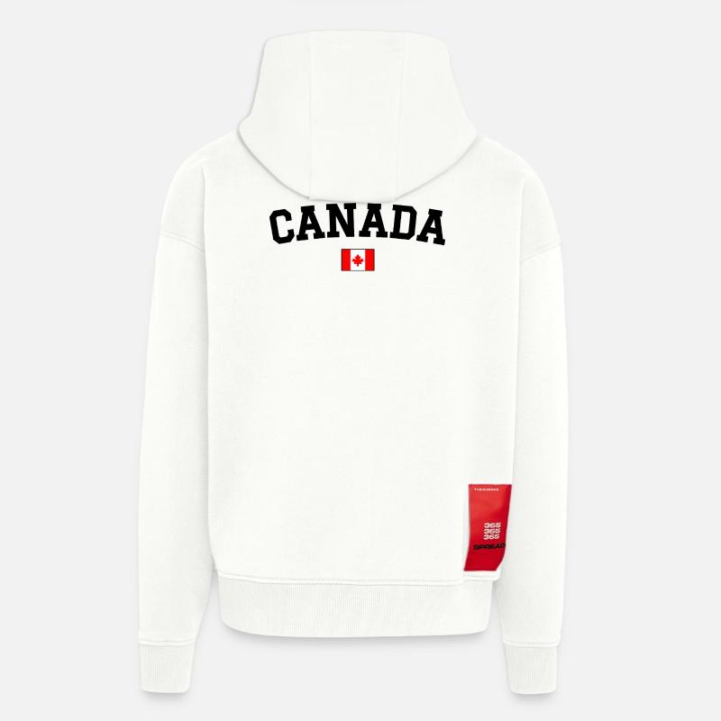 Drapeau du Canada Noir - Veste à capuche bio épaisse oversize fabriqué en UE - OFF WHITE