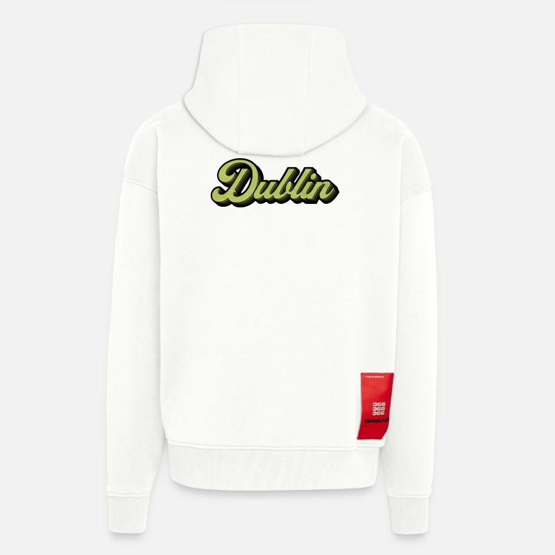 Dublin Retro Script in Lime - Zip Hoodie - made by SPREAD - OFF WHITE