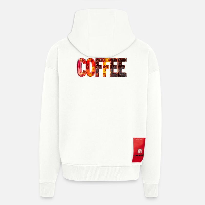COFFEE – Glasbuchstaben mit Kaffeebohnen - Zip Hoodie - made by SPREAD - OFF WHITE