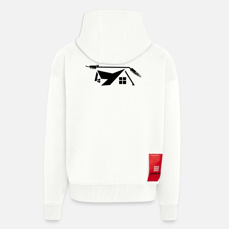 Brûleur à gaz couvreur de maison - Veste à capuche bio épaisse oversize fabriqué en UE - OFF WHITE