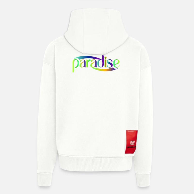 Paradise Rainbow Script Design - Zip Hoodie - made by SPREAD - OFF WHITE