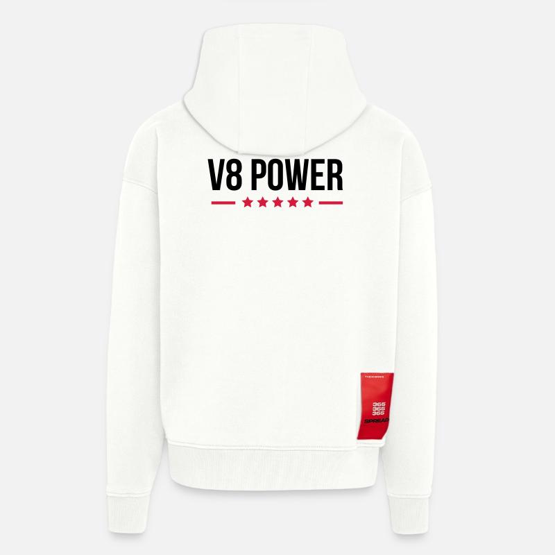 V8 Power - Veste à capuche bio épaisse oversize fabriqué en UE - OFF WHITE
