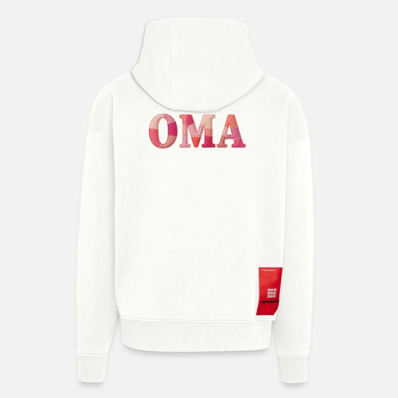 OMA Cozy Patchwork Statement Geschenk - Zip Hoodie - made by SPREAD - OFF WHITE