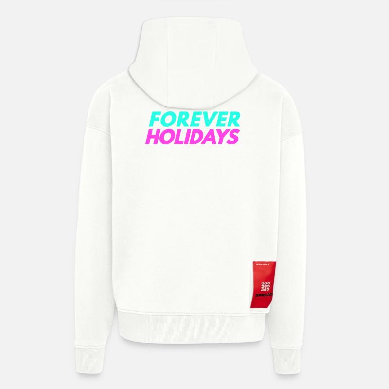 Vacances pour toujours - Veste à capuche bio épaisse oversize fabriqué en UE - OFF WHITE