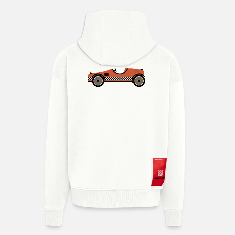 Voiture de course texturée rouge - Veste à capuche bio épaisse oversize fabriqué en UE - OFF WHITE