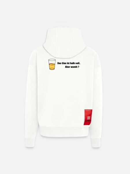 Glass half full Realist - Zip Hoodie - made by SPREAD - OFF WHITE