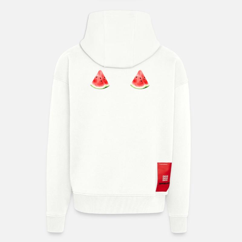 Pastèque pastèque  - Veste à capuche bio épaisse oversize fabriqué en UE - OFF WHITE