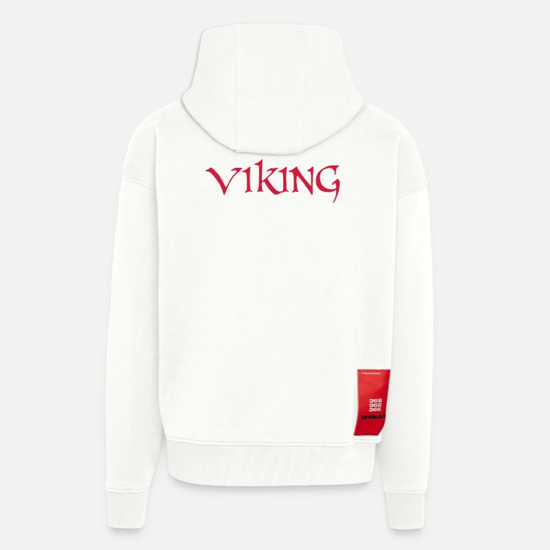 Viking - Felpa con cappuccio ecologica oversize Heavyweight Made in UE - OFF WHITE