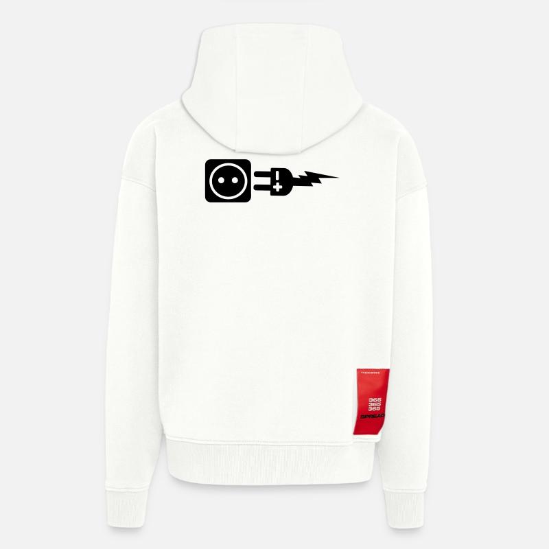 Stecker plus und minus - Zip Hoodie - made by SPREAD - OFF WHITE