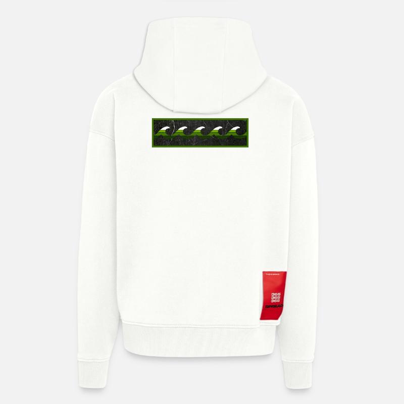 Logo Surfer Vert Blanc Noir - Veste à capuche bio épaisse oversize fabriqué en UE - OFF WHITE