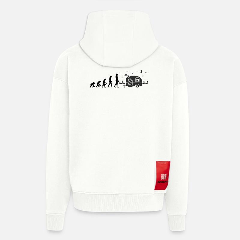 L’ÉVOLUTION DU CAMPING ! CAMPING-CAR VANLIFE - Veste à capuche bio épaisse oversize fabriqué en UE - OFF WHITE