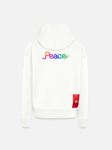 Farbige Peace-Schrift im Pfeildesign - Zip Hoodie - made by SPREAD - OFF WHITE