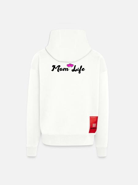 mom_life_heart - Veste à capuche bio épaisse oversize fabriqué en UE - OFF WHITE