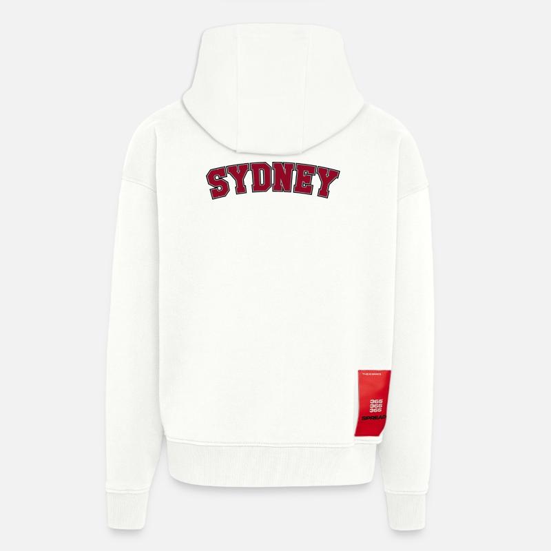 Sydney Varsity Arch Lettering - Zip Hoodie - made by SPREAD - OFF WHITE