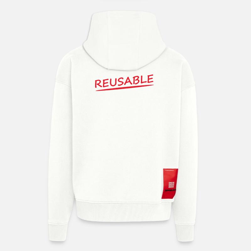 RÉUTILISABLE - Veste à capuche bio épaisse oversize fabriqué en UE - OFF WHITE