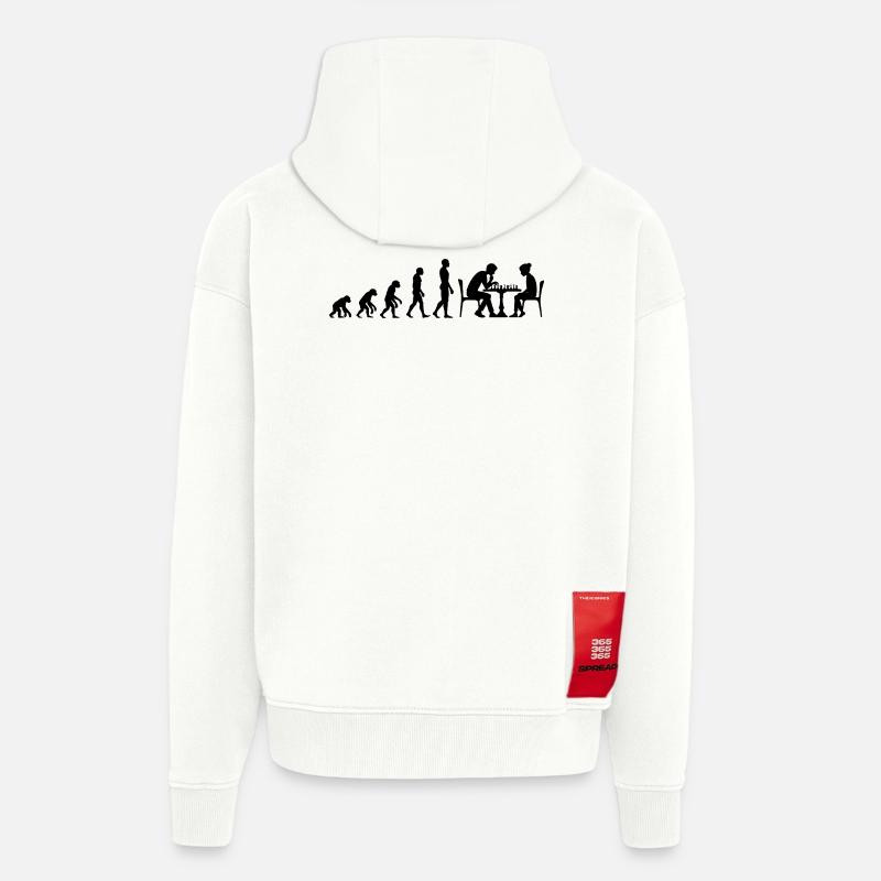 EVOLUTION TO CHESS MASTER – MATE! CHESSLOVER - Zip Hoodie - made by SPREAD - OFF WHITE