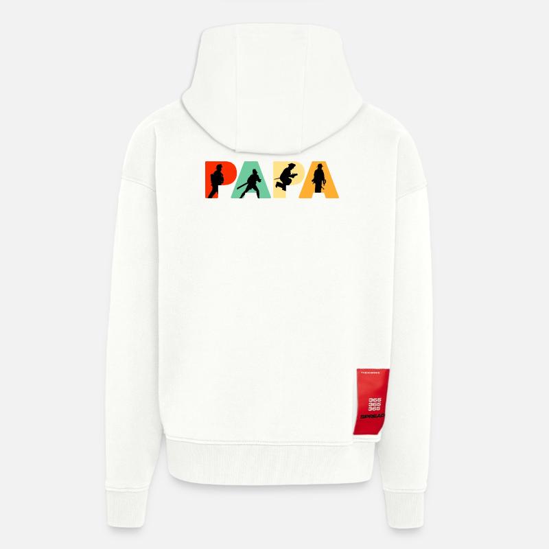 Papa Firefighter Retro Fireman Hero Dad - Zip Hoodie - made by SPREAD - OFF WHITE