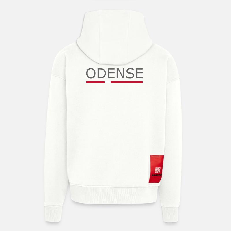 Odense - drapeau du Danemark - Danemark - Scandinavie - Veste à capuche bio épaisse oversize fabriqué en UE - OFF WHITE