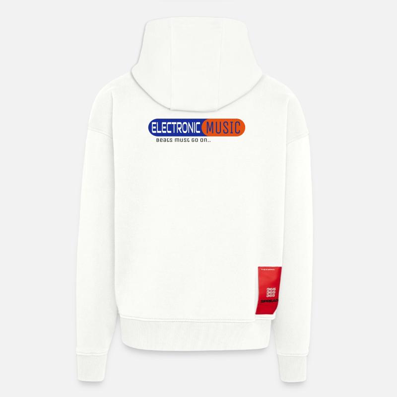 Electronic Music - Veste à capuche bio épaisse oversize fabriqué en UE - OFF WHITE