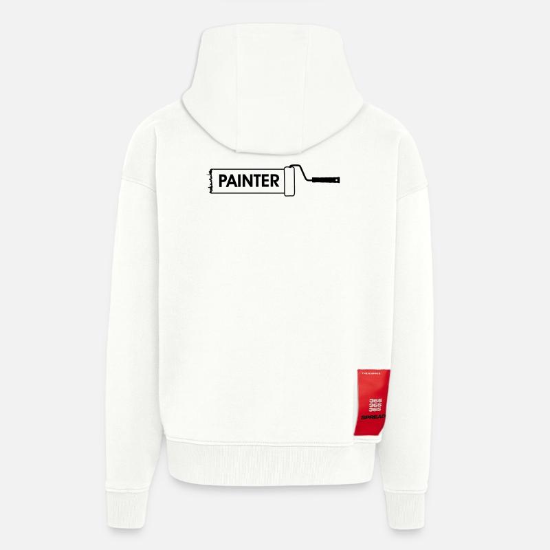 Paint roller transparent with text 'PAINTER' - Zip Hoodie - made by SPREAD - OFF WHITE