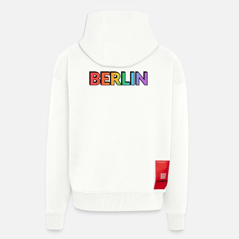Berlin Rainbow Gradient Letters LGBTQ - Zip Hoodie - made by SPREAD - OFF WHITE