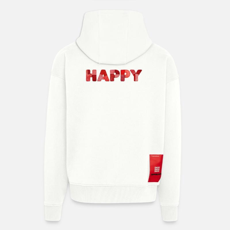 HAPPY Patchwork Broderie Dernière Tendance - Veste à capuche bio épaisse oversize fabriqué en UE - OFF WHITE