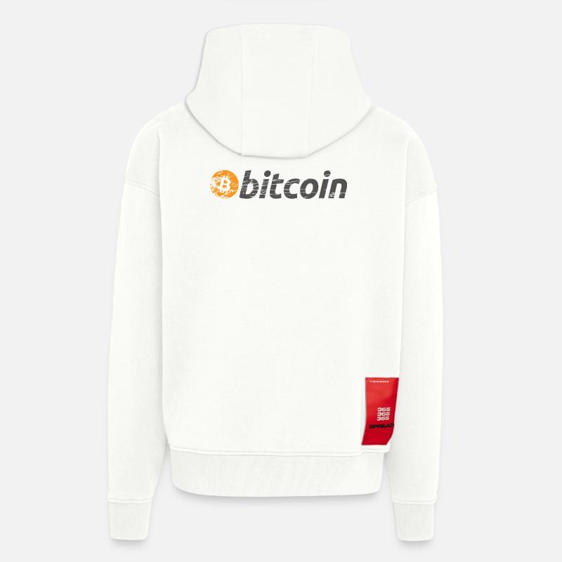 Bitcoin Logo Original BTC - Veste à capuche bio épaisse oversize fabriqué en UE - OFF WHITE