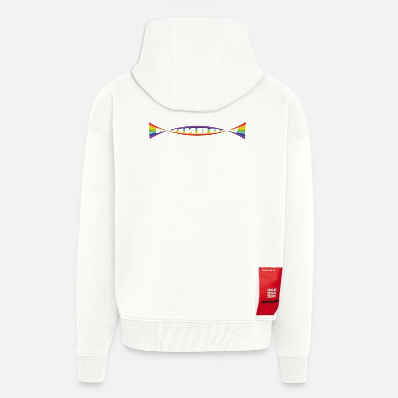 Variation du drapeau arc-en-ciel - Veste à capuche bio épaisse oversize fabriqué en UE - OFF WHITE