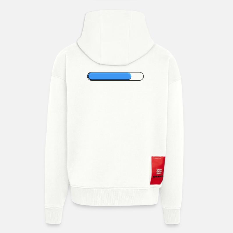 Jauge moyenne Bleu (trois quart) - Veste à capuche bio épaisse oversize fabriqué en UE - OFF WHITE