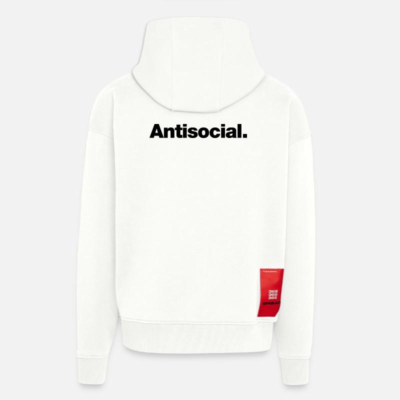 antisocial - Veste à capuche bio épaisse oversize fabriqué en UE - OFF WHITE